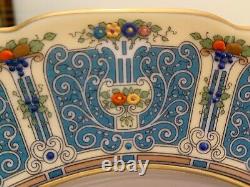 12 Lenox Enameled Antique Service Plates 1445/A302 Blue & Gold on Ivory Scallop