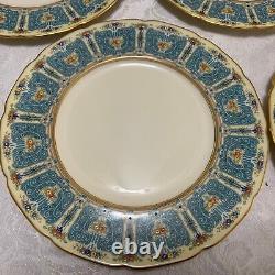 12 Lenox Enameled Antique Service Plates 1445/A302 Blue & Gold on Ivory Scallop