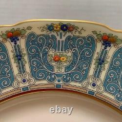 12 Lenox Enameled Antique Service Plates 1445/A302 Blue & Gold on Ivory Scallop