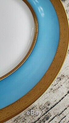 12 Lovely Haviland Limoges Jesse Dean 1865 Cerulean Blue/Gold encrusted Plates