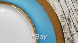 12 Lovely Haviland Limoges Jesse Dean 1865 Cerulean Blue/Gold encrusted Plates