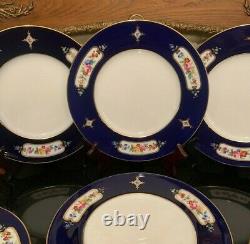 12 Minton Tiffany & Co 10 1/4 Porcelain Dinner Plates H3402 Cobalt Blue c. 1919