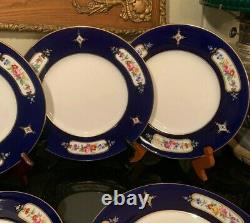 12 Minton Tiffany & Co 10 1/4 Porcelain Dinner Plates H3402 Cobalt Blue c. 1919