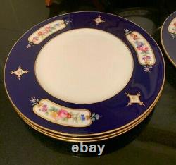 12 Minton Tiffany & Co 10 1/4 Porcelain Dinner Plates H3402 Cobalt Blue c. 1919