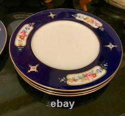 12 Minton Tiffany & Co 10 1/4 Porcelain Dinner Plates H3402 Cobalt Blue c. 1919