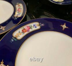 12 Minton Tiffany & Co 10 1/4 Porcelain Dinner Plates H3402 Cobalt Blue c. 1919