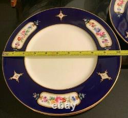 12 Minton Tiffany & Co 10 1/4 Porcelain Dinner Plates H3402 Cobalt Blue c. 1919