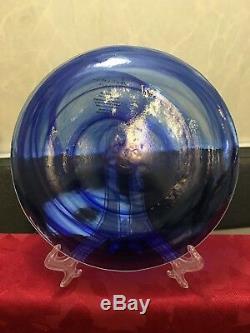 12 Pcs Set Cobalt Blue Artistic Accents Swirl Dinner Salad Plate Bowls Glass New