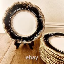 12 Pcs Spode Lancaster Cobalt Blue R9665 Dinner Plates 10 3/4, Vintage Mint