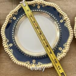 12 Pcs Spode Lancaster Cobalt Blue R9665 Dinner Plates 10 3/4, Vintage Mint