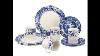 12 Piece Blue Italian Brocato Dinner Set And Collection By Spode
