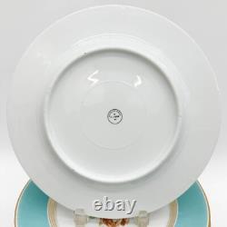 12 Porcelain Blue Dinner Plates EJ Grimm Florals Mid Century
