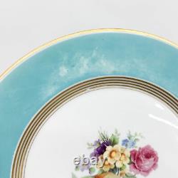 12 Porcelain Blue Dinner Plates EJ Grimm Florals Mid Century