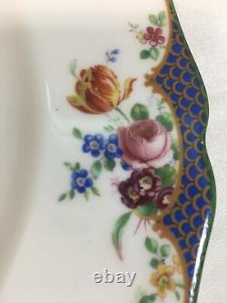 (12) ROYAL DOULTON Rose, Tulips & Green Enameled Rim 10 Inch DINNER PLATES