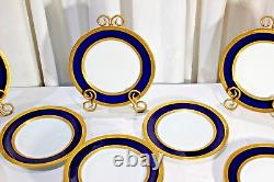 12 Rosenthal Bavaria Dinner Plate Cobalt Blue Heavy Encrusted Gold Pattern 5389