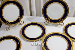 12 Rosenthal Bavaria Dinner Plate Cobalt Blue Heavy Encrusted Gold Pattern 5389