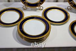 12 Rosenthal Bavaria Dinner Plate Cobalt Blue Heavy Encrusted Gold Pattern 5389