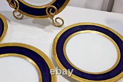 12 Rosenthal Bavaria Dinner Plate Cobalt Blue Heavy Encrusted Gold Pattern 5389