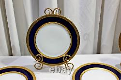 12 Rosenthal Bavaria Dinner Plate Cobalt Blue Heavy Encrusted Gold Pattern 5389