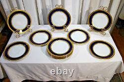 12 Rosenthal Bavaria Dinner Plate Cobalt Blue Heavy Encrusted Gold Pattern 5389