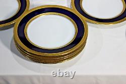 12 Rosenthal Bavaria Dinner Plate Cobalt Blue Heavy Encrusted Gold Pattern 5389