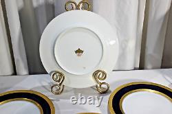 12 Rosenthal Bavaria Dinner Plate Cobalt Blue Heavy Encrusted Gold Pattern 5389