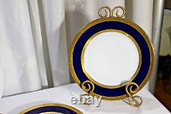 12 Rosenthal Bavaria Dinner Plate Cobalt Blue Heavy Encrusted Gold Pattern 5389