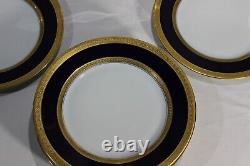 12 Rosenthal Bavaria Dinner Plate Cobalt Blue Heavy Encrusted Gold Pattern 5389