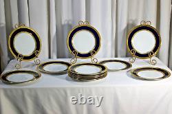12 Rosenthal Bavaria Dinner Plate Cobalt Blue Heavy Encrusted Gold Pattern 5389