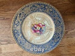 12 Royal Worcester Blue Turquoise H. Painted 10.75 Dinner Plates E Phillips