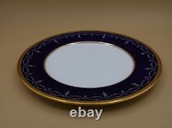 12 SET Coalport Ovington Brothers Cobalt Blue With Gold Encrusted Rim Dinner Plate