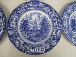 12 Staffordshire Liberty Blue 9 3/4 Dinner Plates Independence Hall