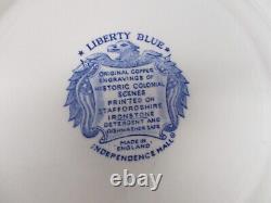 12 Staffordshire Liberty Blue 9 3/4 Dinner Plates Independence Hall