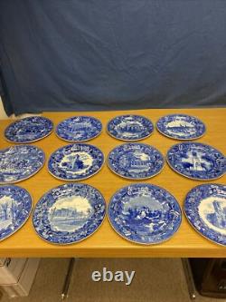 12 Various Antique Wedgwood Historical Scenes Transferware 9 1/4 Plates (4438)