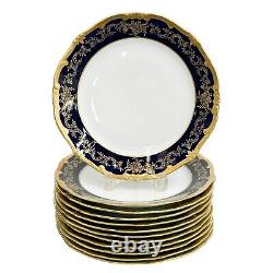12 Weimar Echt Kobalt German Porcelain Dinner Plates Katharina 20003 Blue c 1940