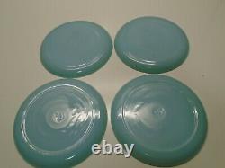 12 pc Fire King BLUE TURQUOISE Dinner Set 4 Plates and 4 Cup & Saucers Unused
