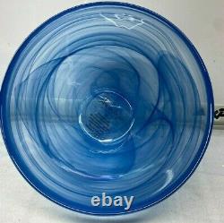 12 pc set Blue 4 Dinner 4 Salad Plates 4 Bowls Artistic Accents Glass Swirl New