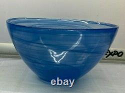 12 pc set Blue 4 Dinner 4 Salad Plates 4 Bowls Artistic Accents Glass Swirl New