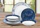 12pc Blue Dinner Set Porcelain Plates Bowls Dinnerware Crockery 4 Place Setting