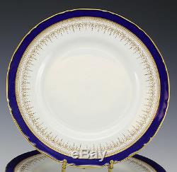 12pc Royal Worcester Regency Blue Dinner Plate 10.5. Cobalt blue with gilt
