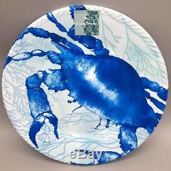 12pc Tommy Bahama Melamine Dinner Salad Plate Bowl Set Turtle Crab Ocean Blue