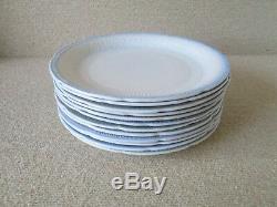 12x Fire King Anchor Hocking ALICE Gray Blue Trim VITROCK 9.25 Dinner Plates