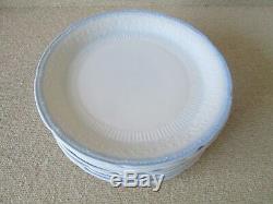 12x Fire King Anchor Hocking ALICE Gray Blue Trim VITROCK 9.25 Dinner Plates