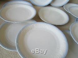 12x Fire King Anchor Hocking ALICE Gray Blue Trim VITROCK 9.25 Dinner Plates