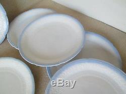 12x Fire King Anchor Hocking ALICE Gray Blue Trim VITROCK 9.25 Dinner Plates