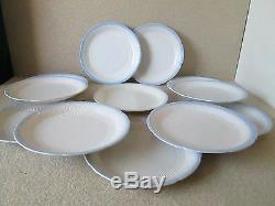 12x Fire King Anchor Hocking ALICE Gray Blue Trim VITROCK 9.25 Dinner Plates