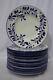 13pc Marketplace Pottery BLUE/WHITE Willow (Rooster) 11 Dinner Plates, Italy
