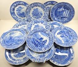 14 Pc Spode Blue Room Collection Dinner Plates Set Floral Scalloped England Lot