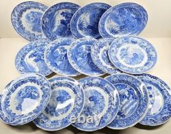 14 Pc Spode Blue Room Collection Dinner Plates Set Floral Scalloped England Lot