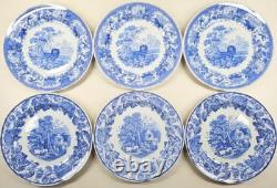 14 Pc Spode Blue Room Collection Dinner Plates Set Floral Scalloped England Lot